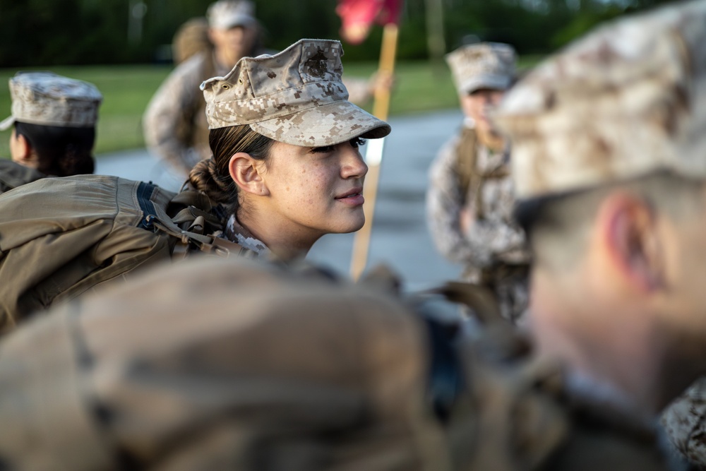 Marine Corps Combat Service Support Schools conducts hike at Camp Johnson