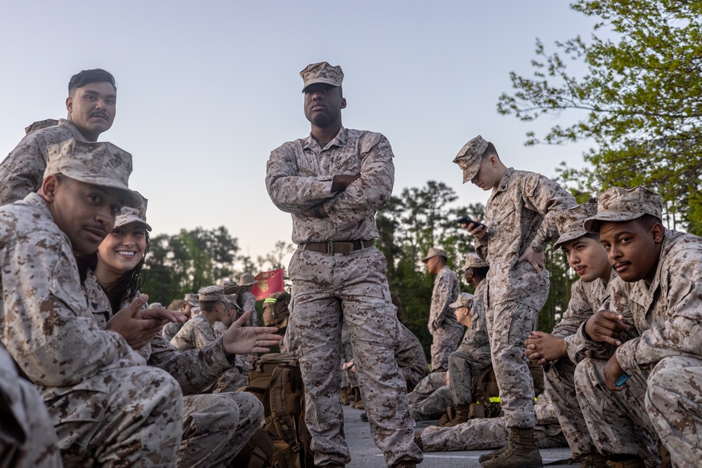 Marine Corps Combat Service Support Schools conducts hike at Camp Johnson