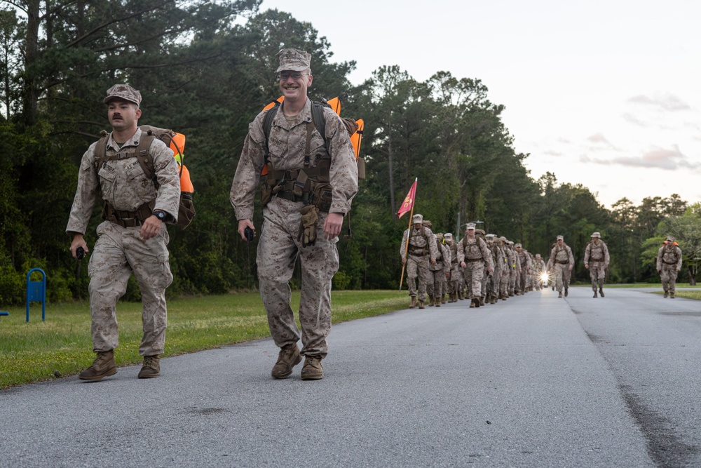 Marine Corps Combat Service Support Schools conducts hike at Camp Johnson