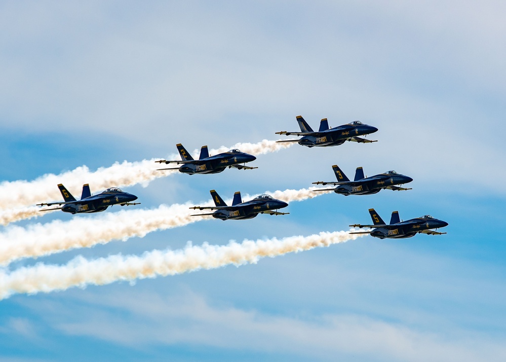 The Blue Angels perform at the Wings Over Cowtown Airshow