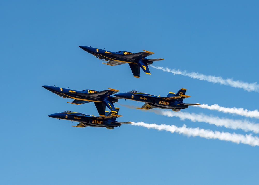 The Blue Angels perform at the Wings Over Cowtown Airshow