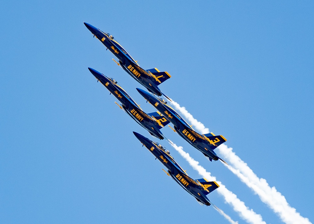 The Blue Angels perform at the Wings Over Cowtown Airshow