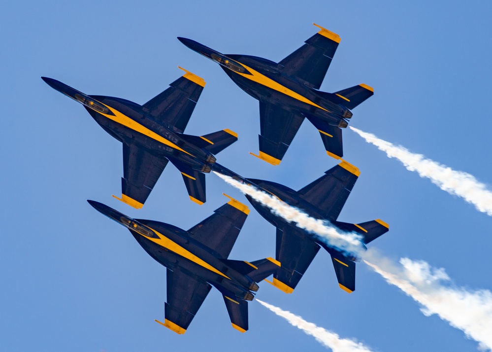 The Blue Angels perform at the Wings Over Cowtown Airshow