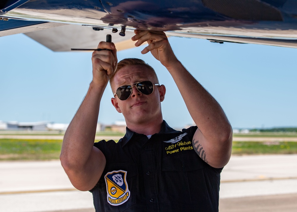 The Blue Angels perform at the Wings Over Cowtown Airshow