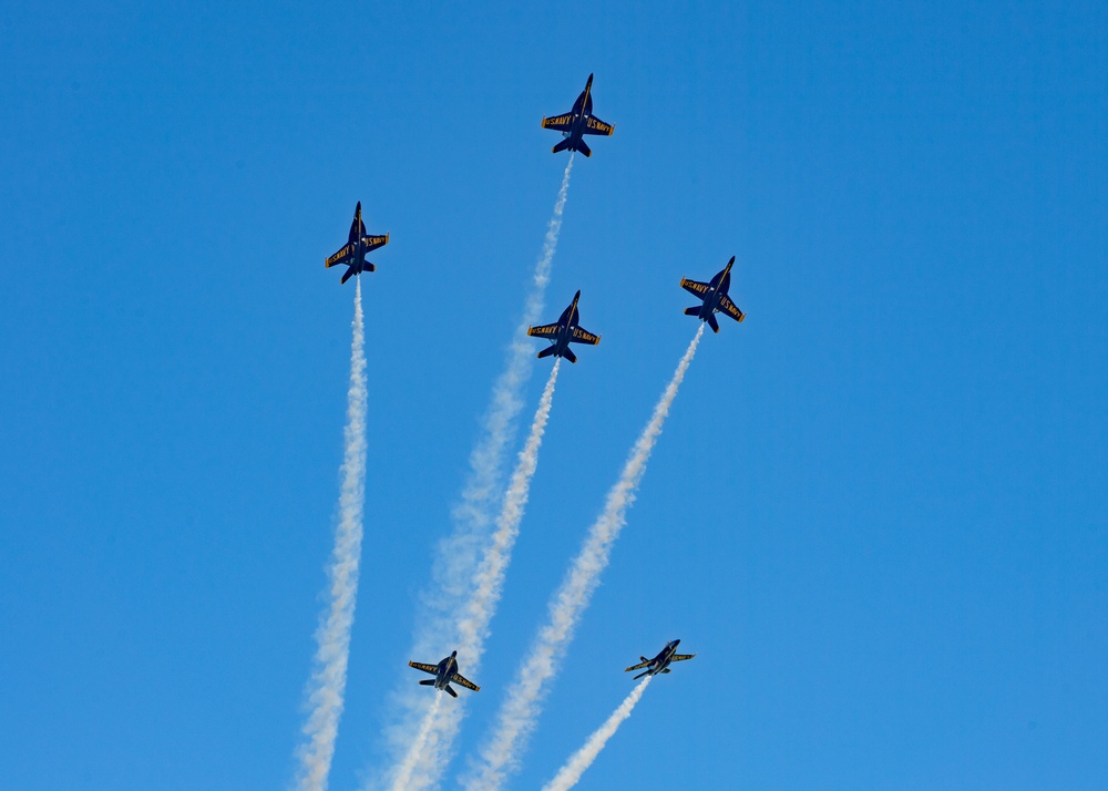 The Blue Angels perform at the Wings Over Solano Airshow