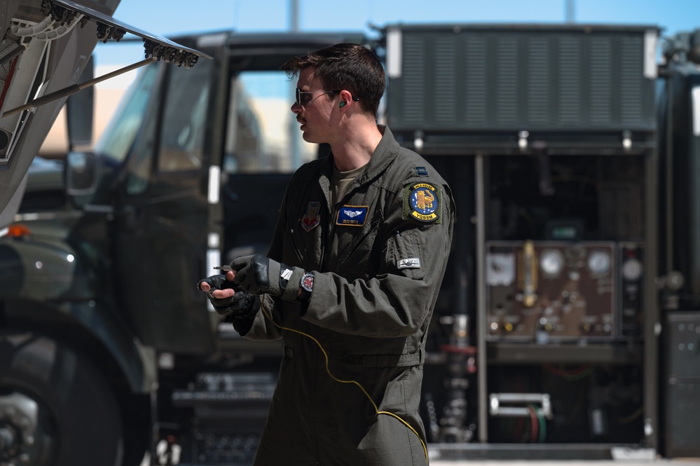 Pilots engage in independent pilot off-station procedures (IPOP) at Nellis AFB