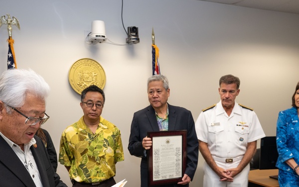 Hawaii State Legislature recognizes Adm. Aquilino for his time at USINDOPACOM