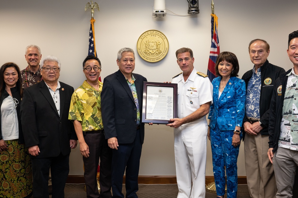 Hawaii State Legislature recognizes Adm. Aquilino for his time at USINDOPACOM