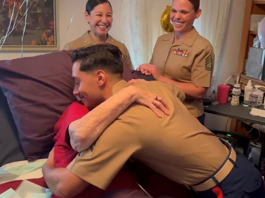 U.S. Marines celebrate retired Marine Corps Cpl. Lou 'Mama Lou' Keller's 99th birthday