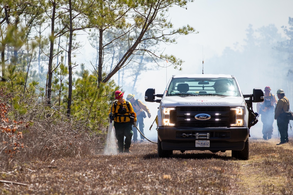Mass Guard Conducts Prescribed Burn on Camp Edwards