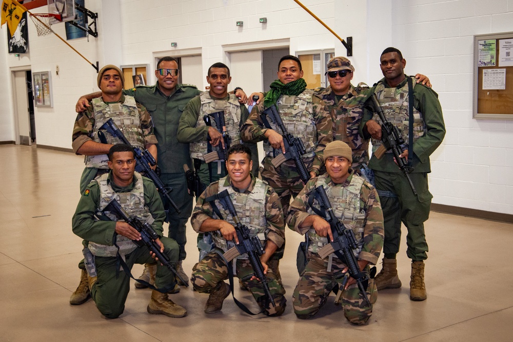 Nevada State Partners from Fiji and Tonga Pose for Group Photo during 2024 Nevada National Guard Best Warrior Competition