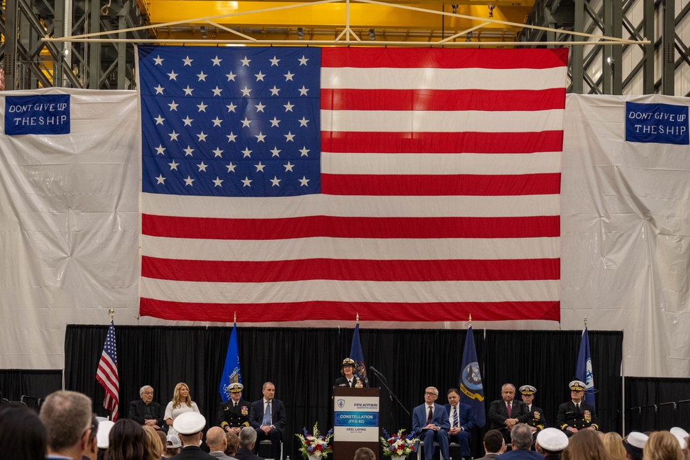 CNO Franchetti Attends the Keel Laying of the USS Constellation (FFG 62)