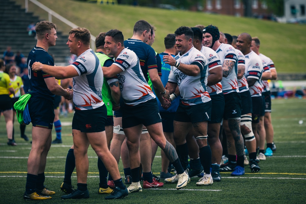 U.S. Marines and the Royal Marines Compete in a Rugby Match During the 2024 Virginia Gauntlet