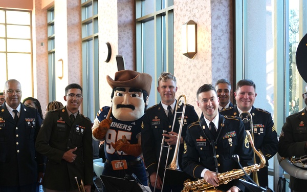 1AD Band with UTEP mascot