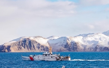 Coast Guard Cutters rendezvous in Beaver Inlet near Dutch Harbor, Unalaska