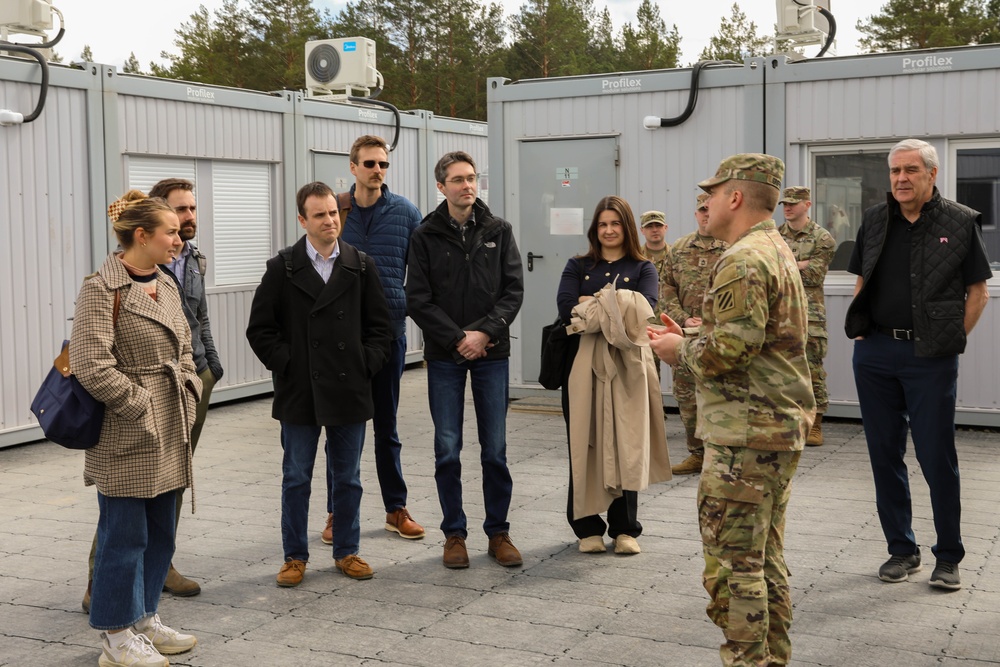 Members of the Atlantic Council Delegation tour Camp Herkus, Lithuania