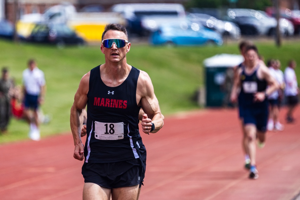 U.S. and Royal Marines compete in a track and field event during the 2024 Virginia Gauntlet