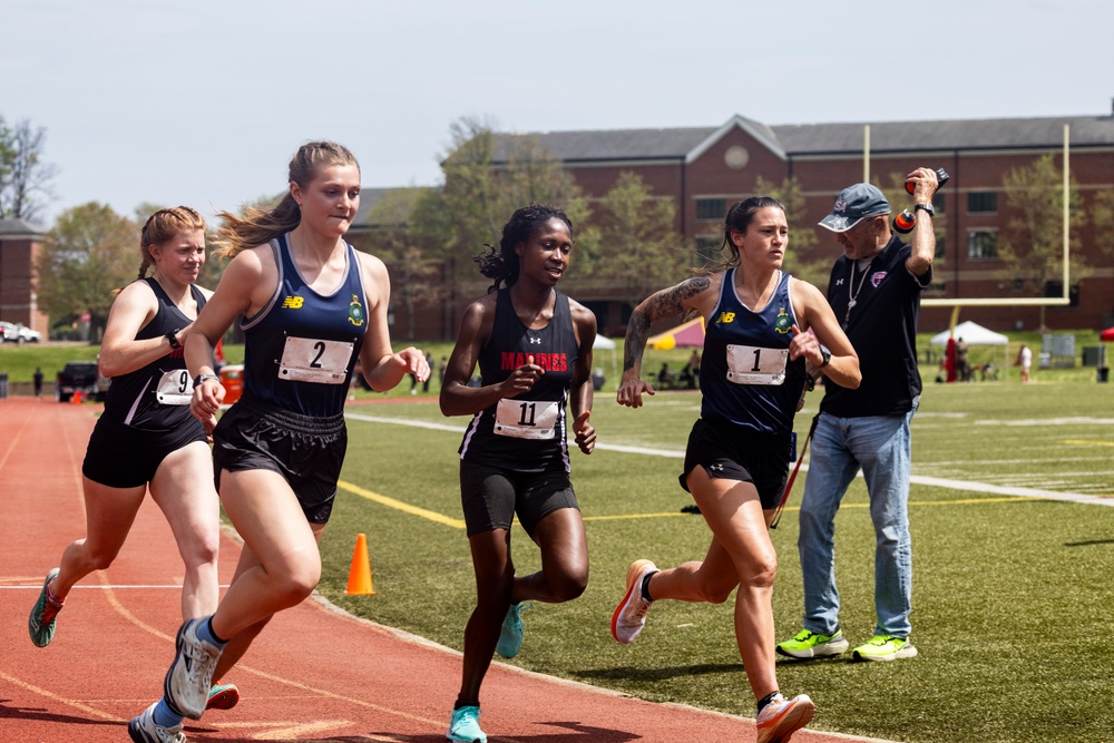 U.S. and Royal Marines compete in a track and field event during the 2024 Virginia Gauntlet