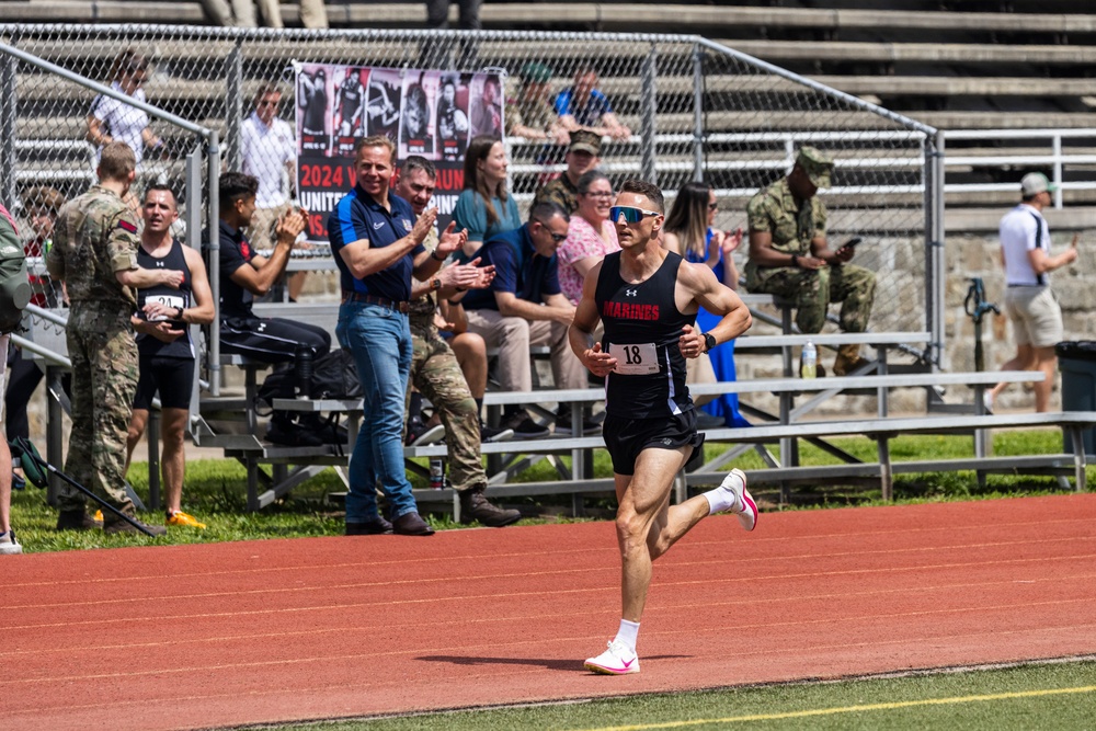 U.S. and Royal Marines compete in a track and field event during the 2024 Virginia Gauntlet