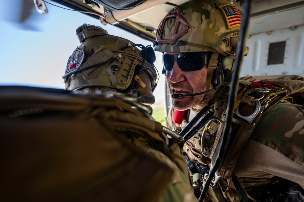 Pararescue Jumpers perform a rescue demonstration at The Great Texas Airshow 2024