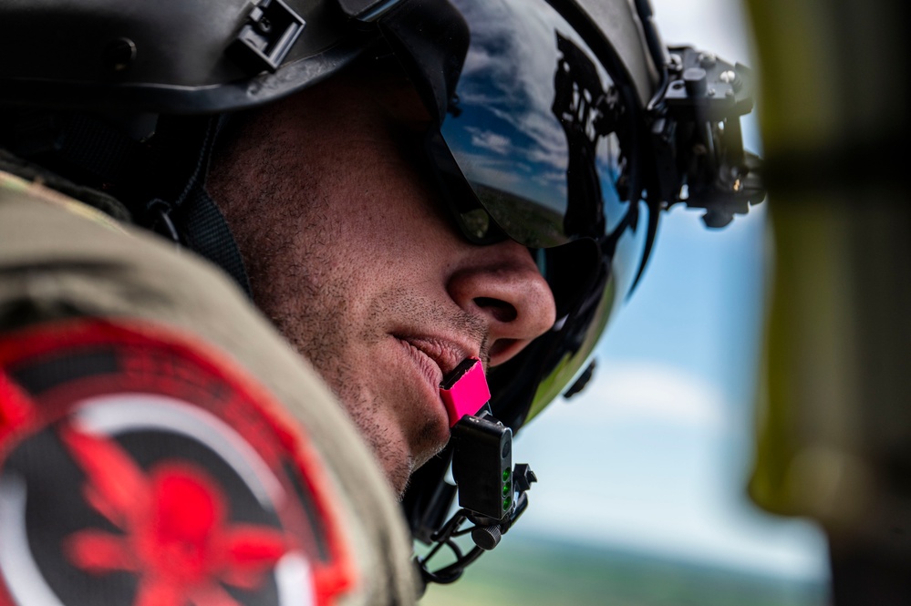 Pararescue Jumpers perform a rescue demonstration at The Great Texas Airshow 2024