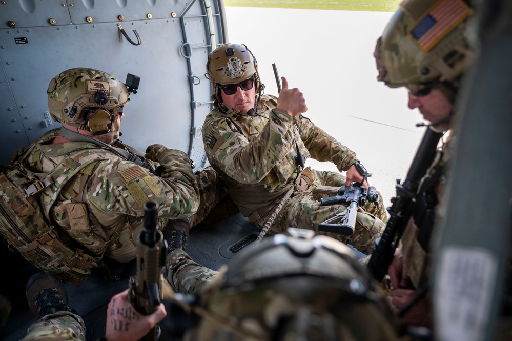 Pararescue Jumpers perform a rescue demonstration at The Great Texas Airshow 2024