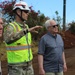 Col. Eric Swenson, U.S. Army Corps of Engineers, Recovery Field Office commander provides mission briefings to FEMA Associate Administrator for Logistics