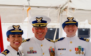 New commanding officer at helm of USCGC Myrtle Hazard (WPC 1139) in Guam