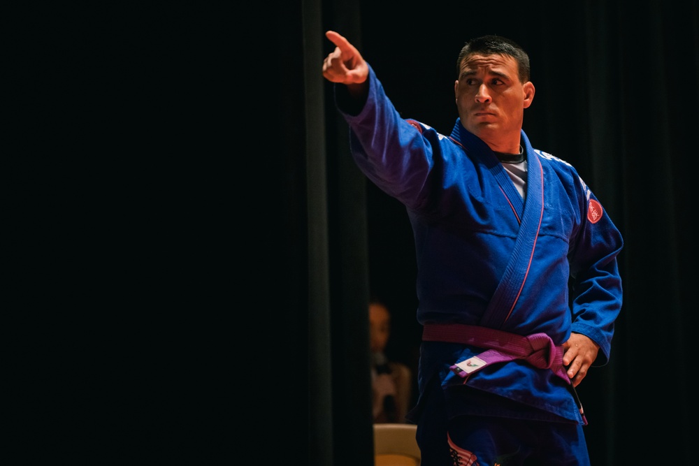 U.S. Marines and Royal Marines compete in jiu jitsu during the 2024 Virginia Gauntlet