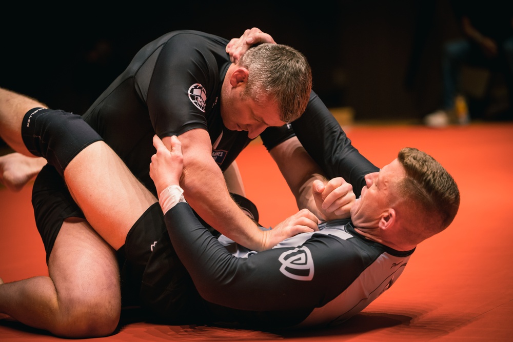 U.S. Marines and Royal Marines compete in jiu jitsu during the 2024 Virginia Gauntlet