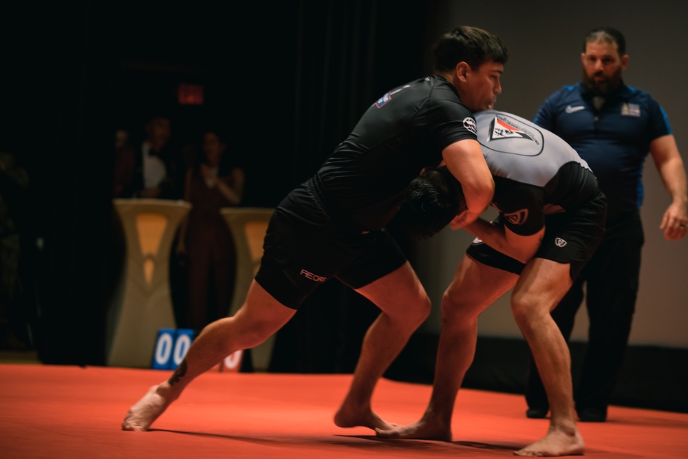 U.S. Marines and Royal Marines compete in jiu jitsu during the 2024 Virginia Gauntlet