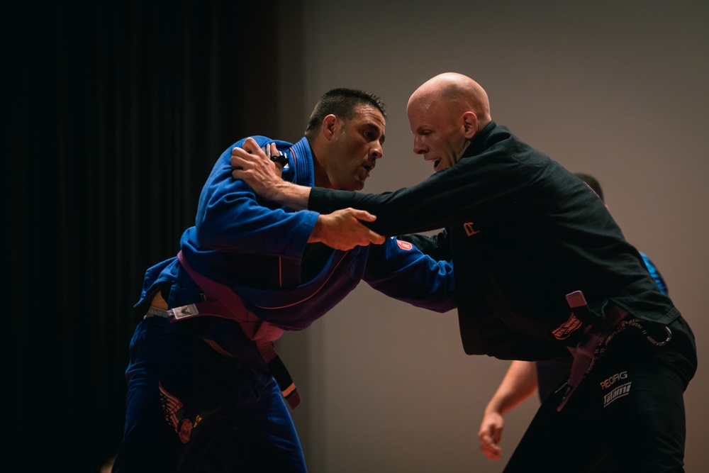 U.S. Marines and Royal Marines compete in jiu jitsu during the 2024 Virginia Gauntlet