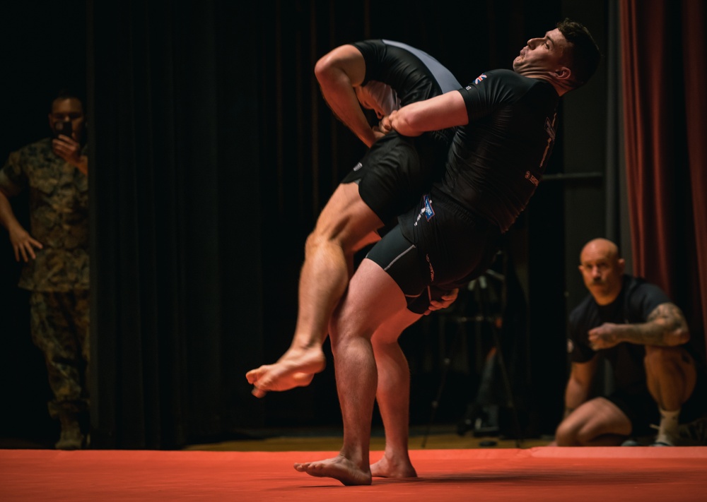 U.S. Marines and Royal Marines compete in jiu jitsu during the 2024 Virginia Gauntlet