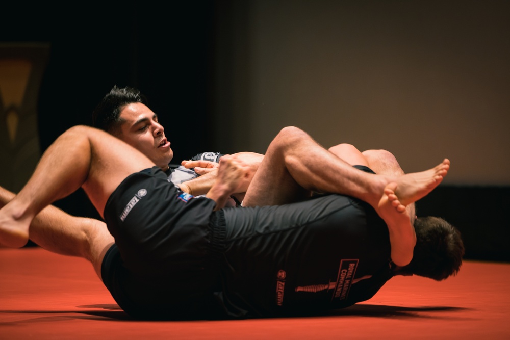 U.S. Marines and Royal Marines compete in jiu jitsu during the 2024 Virginia Gauntlet