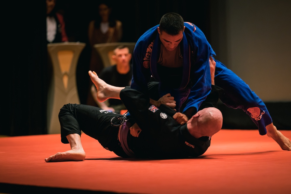 U.S. Marines and Royal Marines compete in jiu jitsu during the 2024 Virginia Gauntlet