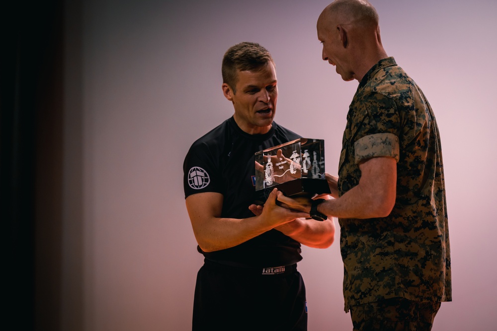 U.S. Marines and Royal Marines compete in jiu jitsu during the 2024 Virginia Gauntlet