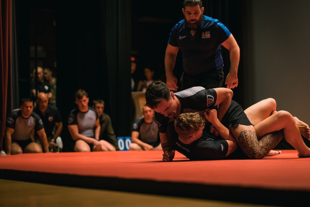 U.S. Marines and Royal Marines compete in jiu jitsu during the 2024 Virginia Gauntlet