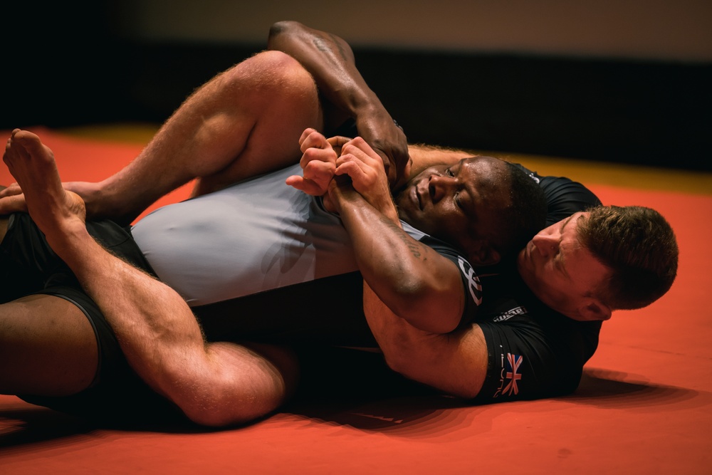 U.S. Marines and Royal Marines compete in jiu jitsu during the 2024 Virginia Gauntlet