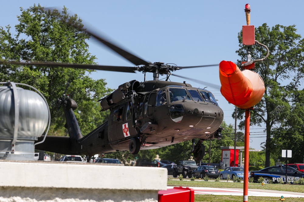 South Carolina National Guard Black Hawk helicopters participate in medical evacuation training with Trident Medical Center Trauma Department