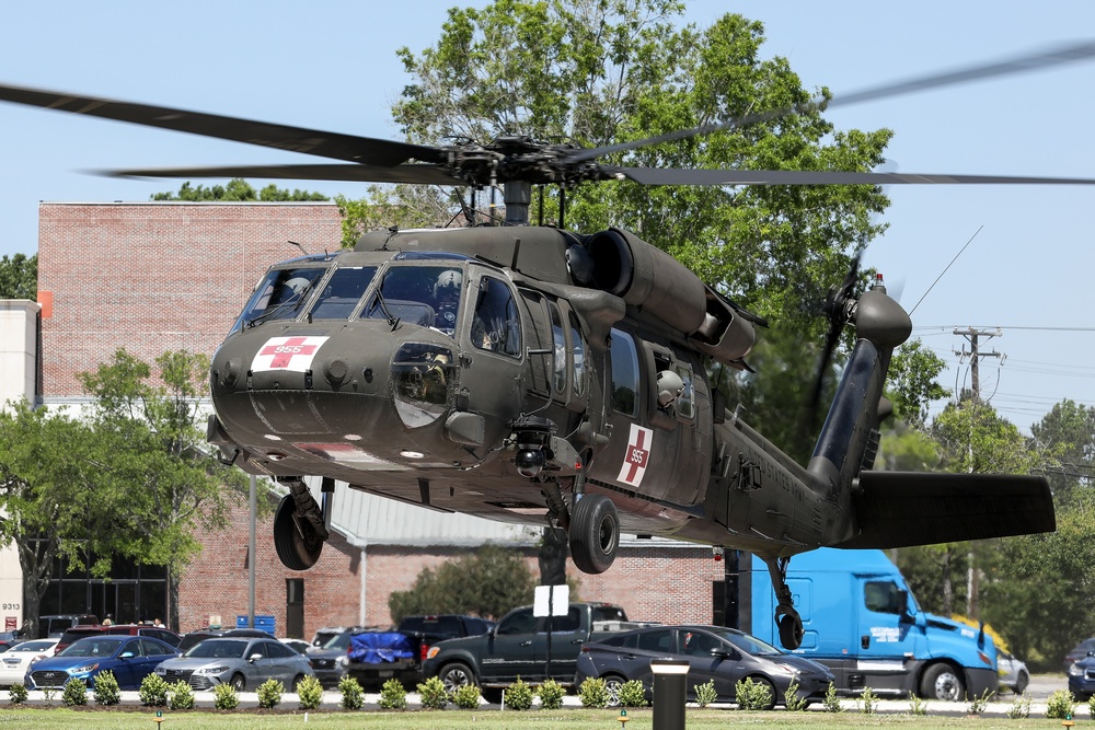 South Carolina National Guard Black Hawk helicopters participate in medical evacuation training with Trident Medical Center Trauma Department