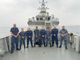 US Coast Guard Cutter Diligence conducts crew exchange with Mexican navy patrol vessel ARM Chichen Itza