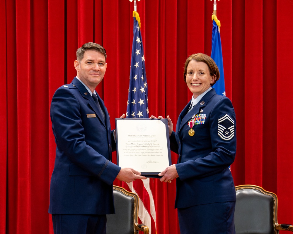 Senior Master Sergeant Michelle K. Aspeytia Honored at hwe Retirement Ceremony at March Air Reserve Base, CA