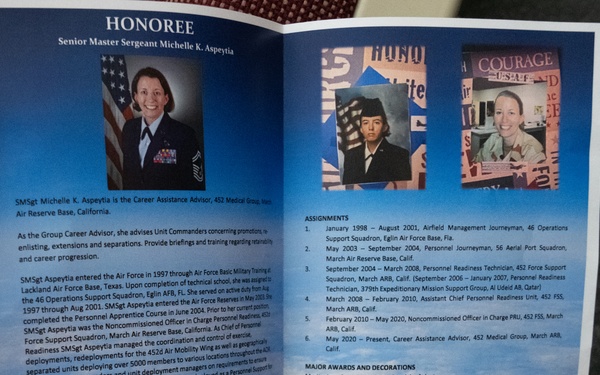 Senior Master Sergeant Michelle K. Aspeytia Honored at hwe Retirement Ceremony at March Air Reserve Base, CA