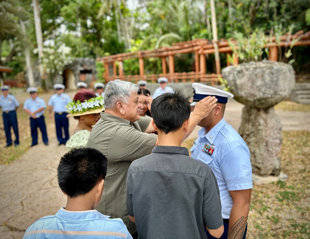 Pinning Chief Petty Officer Luis Reyes Blas of Guam