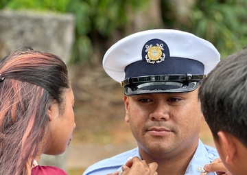 Pinning Chief Petty Officer Luis Reyes Blas of Guam
