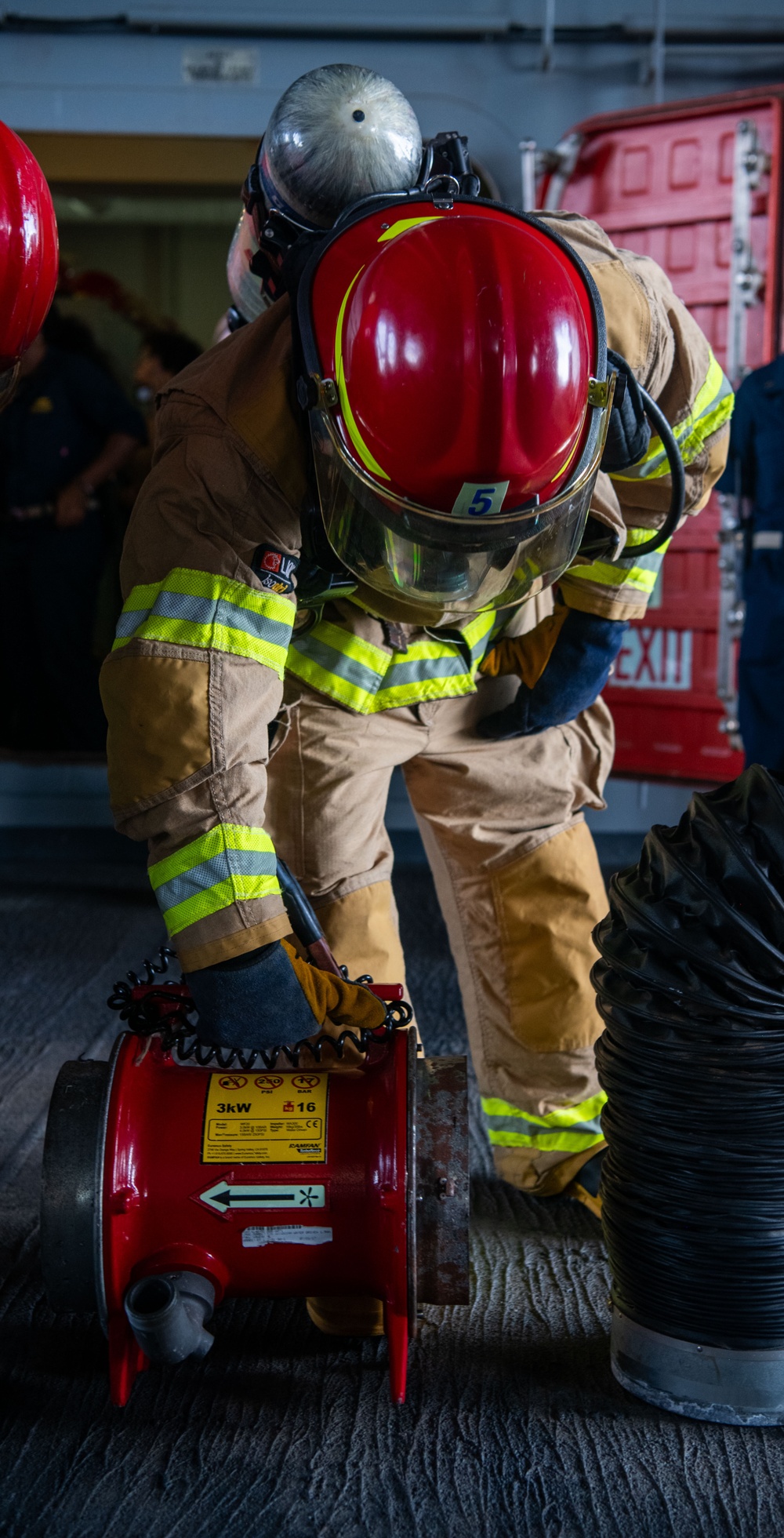 Hershel "Woody" Williams Conducts Damage Control Drill