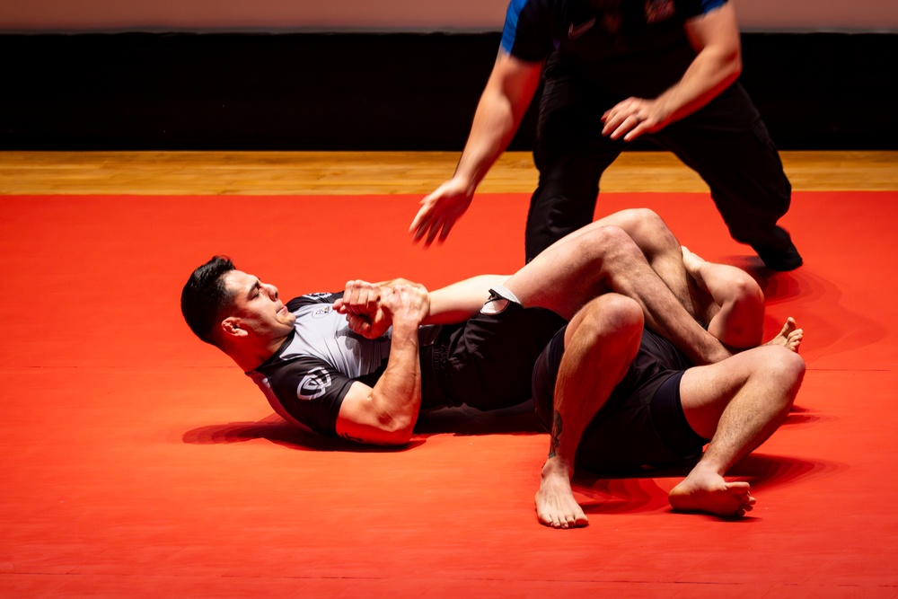 U.S. Marines and Royal Marines compete in jiu jitsu during the 2024 Virginia Gauntlet