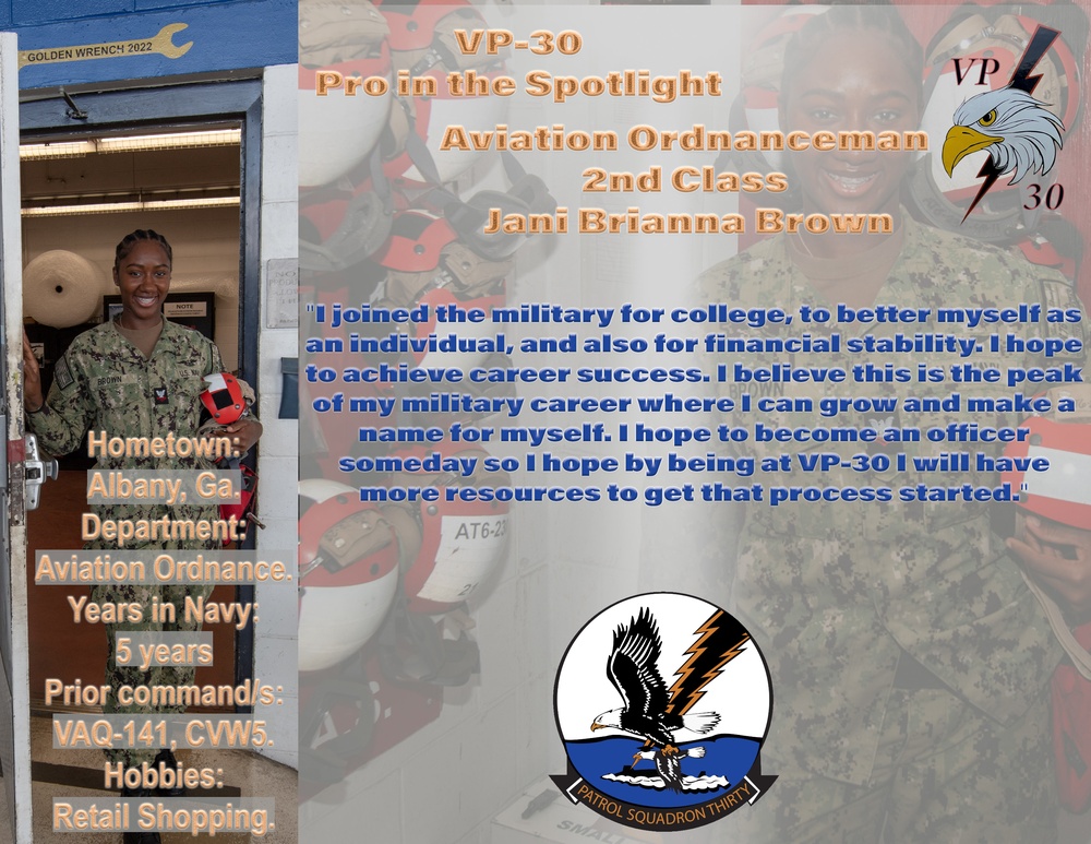 VP-30 Sailor in the Spotlight - Aviation Ordnanceman 2nd Class Jani Brown