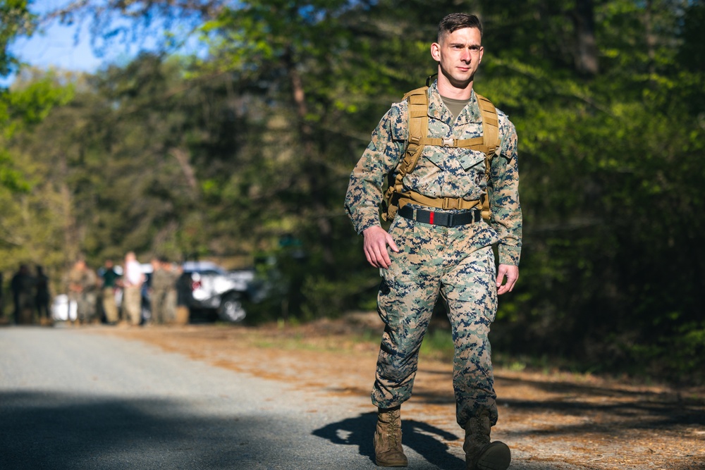 U.S. Marines Participate in a Blind Ruck During the 2024 Fittest Instructor Competition