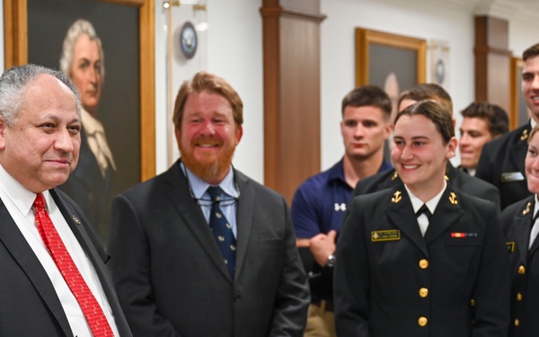 SECNAV Meets with Naval Academy Men &amp; Women's Rugby Team